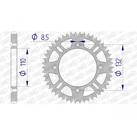 Couronne AFAM 49 dents alu pas 428 type 72102 KTM SX