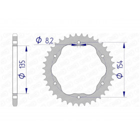 Couronne AFAM 42 dents alu pas 520 type 51804 Ducati