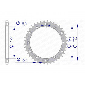 Couronne AFAM 40 dents alu pas 520 type 13500 Yamaha