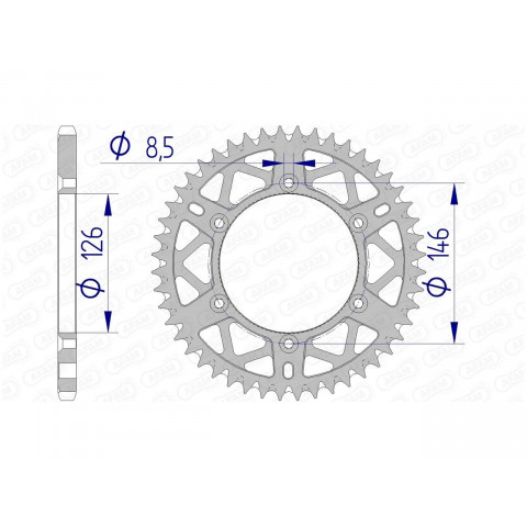 Couronne AFAM 52 dents alu pas 520 type 15203 Suzuki