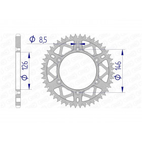 Couronne AFAM 52 dents alu pas 520 type 15203 Suzuki