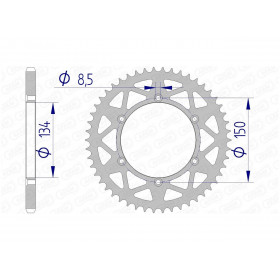 Couronne AFAM 51 dents alu pas 520 type 17206N Kawasaki