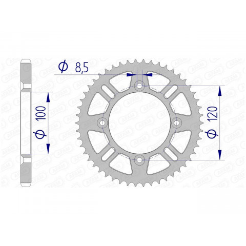 Couronne AFAM 52 dents alu pas 428 type 15104N