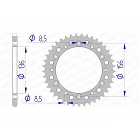 Couronne AFAM 41 dents alu pas 520 type 15303 Gas Gas SM400FSE