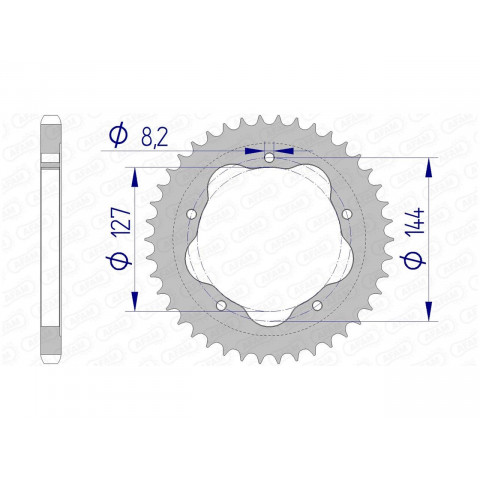 Couronne AFAM 39 dents alu pas 525 type 51608 Ducati