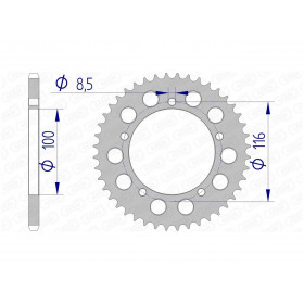 Couronne AFAM 44 dents alu pas 420 type 17100N