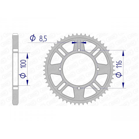 Couronne AFAM 50 dents alu pas 428 type 17105 Kawasaki