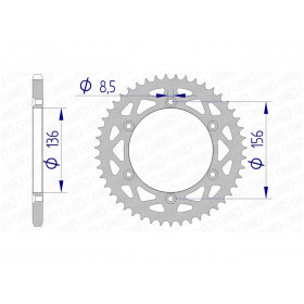 Couronne AFAM 50 dents alu pas 520 type 15206N