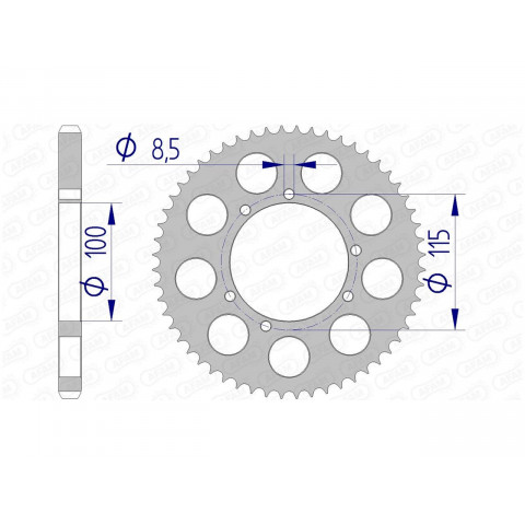 Couronne AFAM 56 dents alu pas 428 type 93117