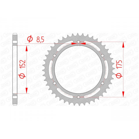 Couronne AFAM 43 dents acier pas 520 type 12301 Yamaha