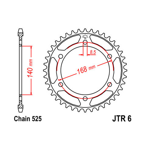 Couronne JT SPROCKETS 42 dents acier pas 525 type 006 BMW F800GS