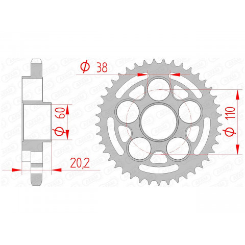 Couronne AFAM 41 dents acier pas 525 type 50800 Ducati