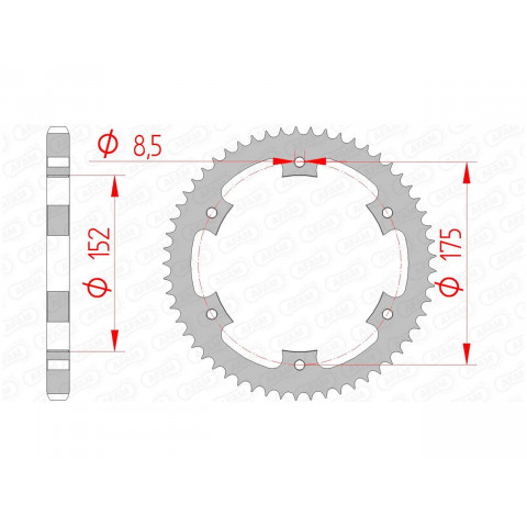 Couronne AFAM 57 dents acier pas 428 type 12207 Yamaha