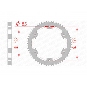 Couronne AFAM 57 dents acier pas 428 type 12207 Yamaha