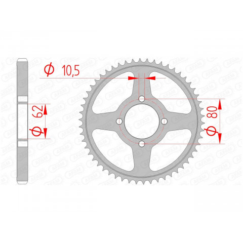 Couronne AFAM 54 dents acier pas 428 type 12224 Yamaha TT-R125