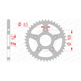 Couronne AFAM 39 dents acier pas 520 type 44203