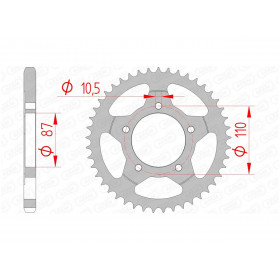 Couronne AFAM 48 dents acier pas 525 type 14404 Suzuki