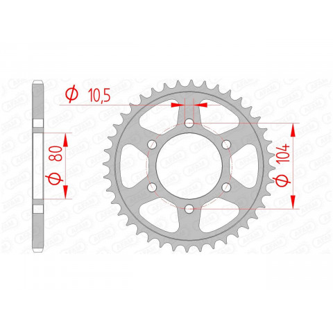 Couronne AFAM 40 dents acier pas 520 type 16504 Kawasaki ZX6R