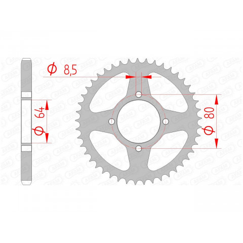 Couronne AFAM 45 dents acier pas 428 type 12200 SYM XS125K