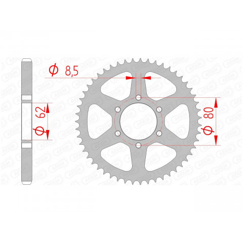 Couronne AFAM 54 dents acier pas 428 type 12208 Yamaha TW125