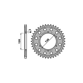 Couronne acier PBR 57 dents chaîne 428 YAMAHA TDR125  