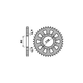 Couronne acier PBR 45 dents chaîne 530 Honda CBX550FC,F2C 