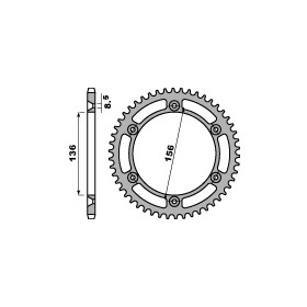 Couronne acier PBR 43 dents chaîne 525 Suzuki XF650V FREEWIND 