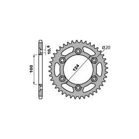 Couronne acier PBR 46 dents chaîne 520 Ducati 600 MONSTER, DARK 