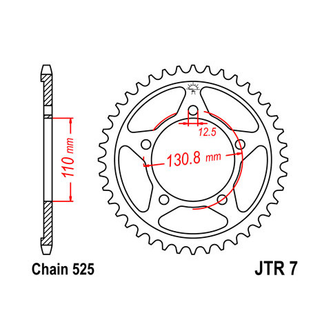 Couronne JT SPROCKETS 44 dents acier pas 525 type 7 BMW S1000RR