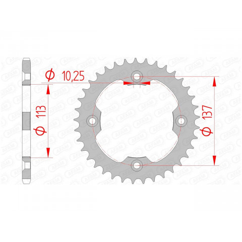 Couronne AFAM 37 dents acier pas 520 type 14412 Suzuki