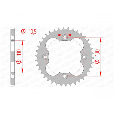 Couronne AFAM 37 dents acier pas 520 type 10318