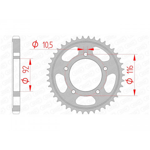 Couronne AFAM 42 dents acier pas 530 type 16900 Kawasaki ZZR1400