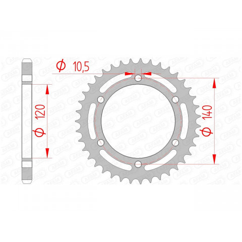 Couronne AFAM 38 dents acier pas 525 type 16605 Kawasaki