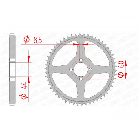 Couronne AFAM 54 dents acier pas 428 type 12222 Yamaha TT-R125