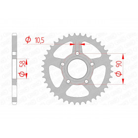 Couronne AFAM 40 dents acier pas 520 type 10215