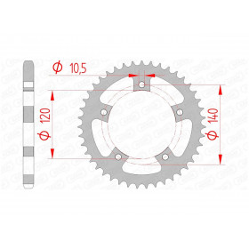 Couronne AFAM 43 dents acier pas 525 type 86500 Triumph