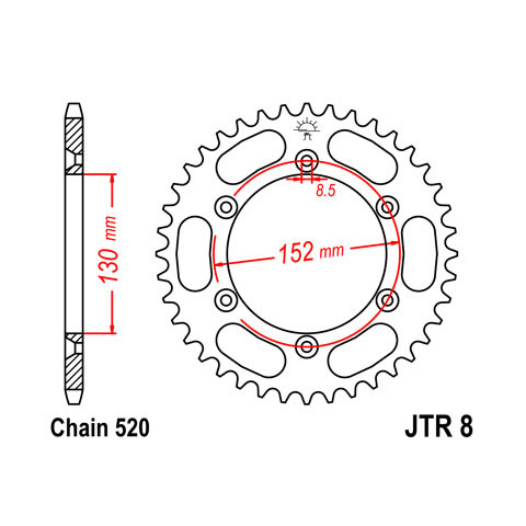 Couronne JT SPROCKETS 48 dents acier pas 520 type 8