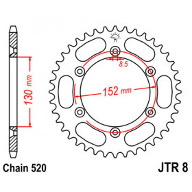 Couronne JT SPROCKETS 48 dents acier pas 520 type 8