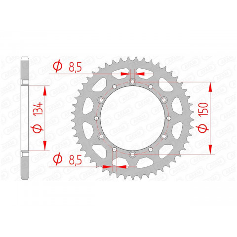 Couronne AFAM 50 dents acier pas 520 type 16204 Kawasaki