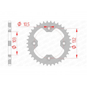 Couronne AFAM 38 dents acier pas 520 type 71305 KTM