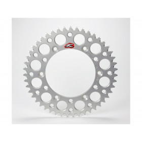 Couronne RENTHAL Ultralight™ 51 dents alu anti-boue pas 520 type 123U anodisé argent Suzuki RM125