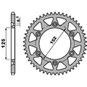 Couronne PBR 49 dents alu standard pas 520 type 4649 Beta RR250