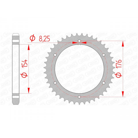 Couronne AFAM 43 dents acier pas 530 type 10607 Honda