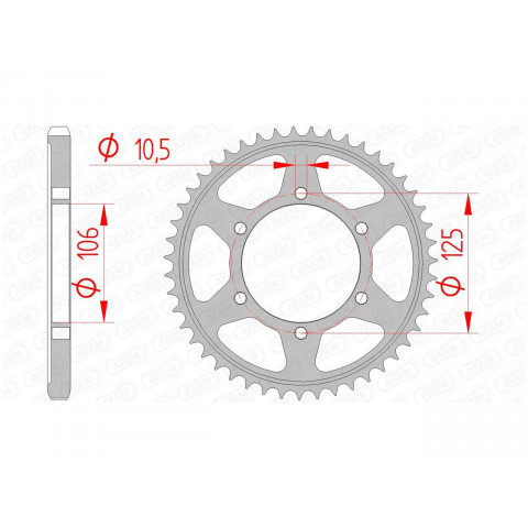 Couronne AFAM 47 dents acier pas 525 type 86605 Triumph