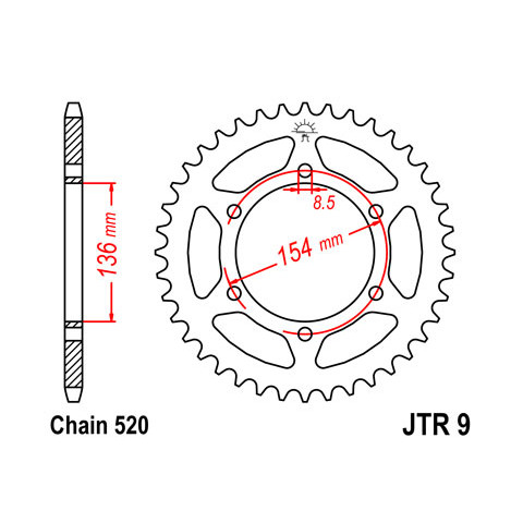 Couronne JT SPROCKETS 47 dents acier pas 520 type 9