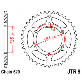 Couronne JT SPROCKETS 47 dents acier pas 520 type 9