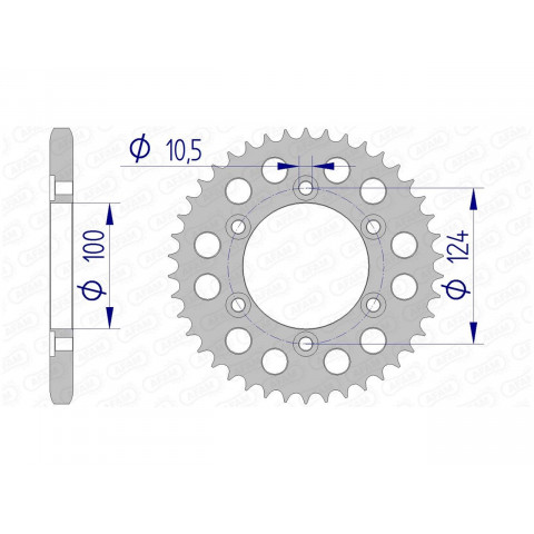 Couronne AFAM 40 dents alu pas 525 type 51609 Ducati