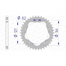 Couronne AFAM 38 dents alu pas 520 type 51607 Ducati