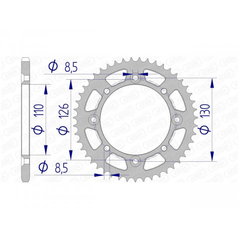 Couronne AFAM 46 dents alu pas 420 type 17107N