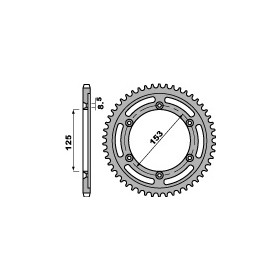 Couronne acier PBR 54 dents chaîne 428 HONDA XR125L